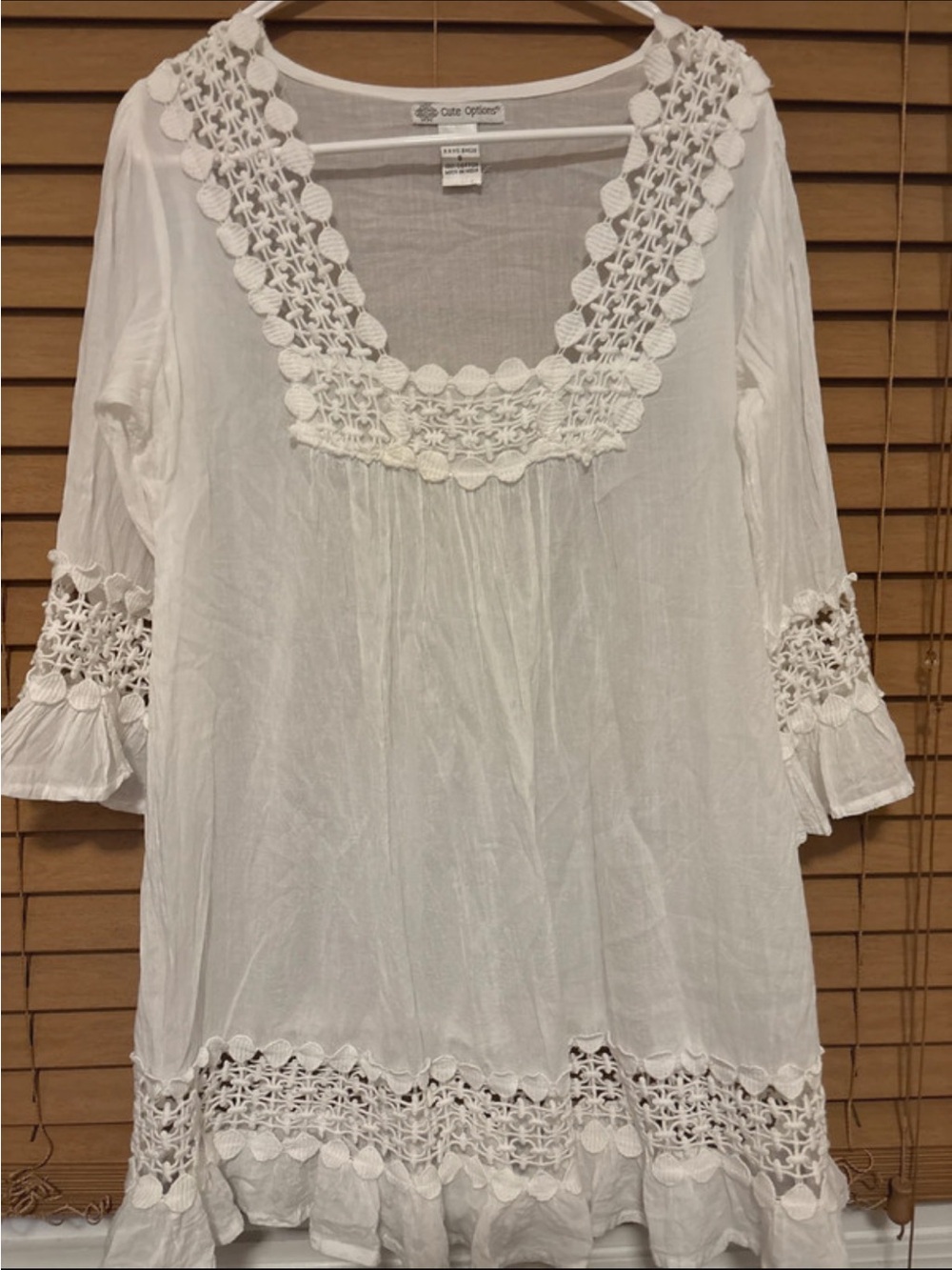 White Crochet-Trim Tunic Top by Cato Essentials